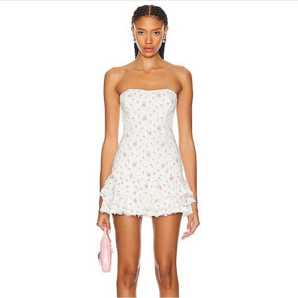 Love Shack Fancy Strapless Mini Dress